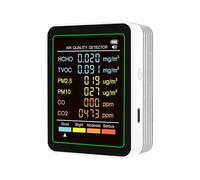 Moniteur de Qualité de l'Air, Testeur de qualité de l'air 6 en 1, détecteur de température et d'humidité for bureau et hôtel(blanc)