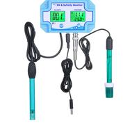 moniteur de qualité de l'eau 3-en-1 PH/Salinité/TEMP Moniteur de pH et de salinité multifonctionnel Compteur de température Double affichage LCD avec rétroéclairage vert