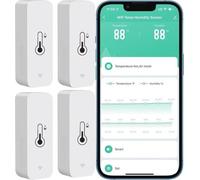 Moniteur de température et d'humidité sans fil avec WLAN, télécommande et alarme de notification d'application - pack de 4