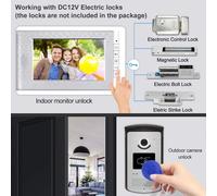 Moniteur d'interphone vidéo, portier électronique, système de contrôle d'accès RFID, caméra, écran TFT couleur de 7 pouces, compatible avec la technologie EM pour le déverrouillage, inclut 10 porte-cl