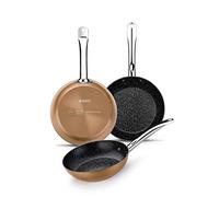 Monix Copper | Lot 3 Poêles 20|24|28 cm, Aluminium Forgé, Revêtement Antiadhésif Quantanium sans PFOA, Compatible Tous Feux y Compris Induction