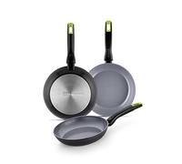 Monix Eco Nature | Ensemble de 3 Casseroles 18-22-26 cm en Aluminium Forgé, Céramique Antiadhésive Renforcée, Convient à tous les Types de Cuisinières et à Induction