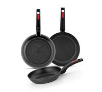 MONIX Sunset | Lot de 3 poêles 18-22-26 cm en aluminium forgé, antiadhésives, manche en bakélite, tous feux dont induction