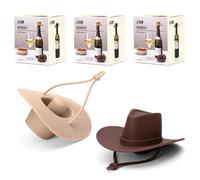 Monkey Business Howdy - Lot de 3 bouchons à vin en forme de chapeau de cowboy - Bouchons de bouteille en silicone amusants pour garder le vin frais - Gadgets de cuisine fantaisie et accessoires de vin