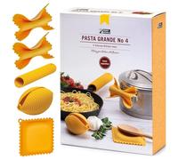 Monkey Business Ustensiles de cuisine en silicone dans une boîte cadeau / 4 grands gadgets de cuisine en forme de pâtes/poignées de plat Farfalloni/repose-cuillère à raviolis, presse-citron