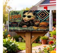 Monkey Housse de boîte aux lettres magnétique rétro vintage Burger Soda Summer Skin pour décoration de jardin et terrasse 45,7 x 53,3 cm Bleu sarcelle