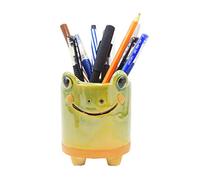 MONMOB Pot à crayons grenouille en céramique pour accessoires de bureau, décoration de plantes grasses, bureau, école, cadeau idéal pour femme, maman ou anniversaire