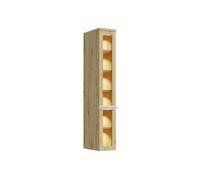 MonMobilierDesign CANDY Vitrine avec LED 6 étages 25x153 cm en bois design moderne épuré Blanc cassé