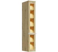 MonMobilierDesign CANDY Vitrine avec LED 6 étages 25x153 cm en bois design moderne épuré Blanc cassé