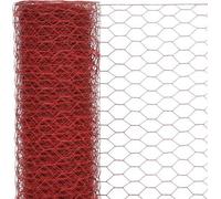 Monocoque inclinée - 25 x 1 mètre - Rouge - Monocoque à six côtés - Tube en acier revêtu de PVC - Largeur nominale 13 mm - Filet pour volière et mangeoire pour animaux et jardin
