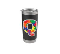 Monogramme Q en pièces de puzzle multicolores V2 Gobelet isotherme en acier inoxydable double paroi
