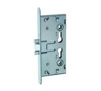 THIRARD - Boîtier de Serrure Encastrable à Cylindre pour Porte de Chaufferie - Axe 65 mm - Industrie - Bouts Ronds - Zingué - Têtière Acier - Réversible - Gris
