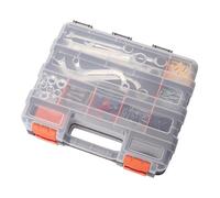 Monozoz Boîte à outils | Organiseur transparent à 34 compartiments | Boîte de rangement pour forets et boulons - Pour garage, maison, atelier, vis, écrou, perceuse, douille à perles