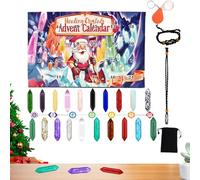 Monozoz Compte à rebours de Noël en - Ensemble de calendriers de l'Avent de 24 jours en avec support de collier en pierre minérale, décoration festive avec loupe, sac de rangement et