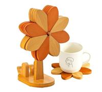 Monozoz Dessous de plat en bois avec support de téléphone résistant à la chaleur | Ensemble de dessous de plat pour moulin à vent | pour casseroles, bols, cuisine, salon, décoration d'intérieur, ferme