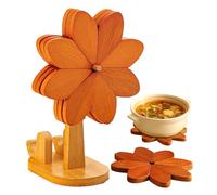 Monozoz Ensemble de dessous de plat, moulin à vent avec support de téléphone - Dessous de plat en bois - Pour casserole, poêle, bol, cuisine, salon, décoration d'intérieur, ferme, bureau, anniversaire