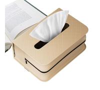 Monozoz Grand porte-mouchoirs rectangulaire en cuir synthétique avec bandes élastiques - Pour bureau, table, table de chevet, salle de bain, chambre à coucher, bureau, voyage, fête