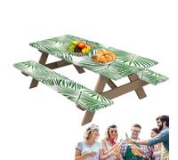 Monozoz Lot de 3 housses de table de pique-nique avec housses de banc - Belles nappes élastiques imperméables pour tables, fêtes, peinture