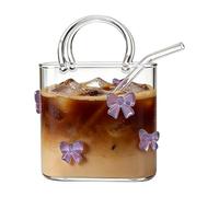 Monozoz Vase porte-monnaie en verre, 720 ml, tasse esthétique, décoration d'intérieur, vase à sac à main pour fleurs, jus de fruits, cocktails, fleurs, centres de table, fête de mariage