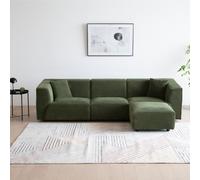 Monroe canapé 3 places + 1 pouf en velours côtelé vert
