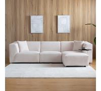Monroe canapé 3 places + 1 pouf modulable velours côtelé beige