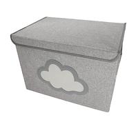 Monsieur Bébé - Boite de rangement, coffre à jouets pour enfant avec couvercle - 50 x 35.5 x 35 cm - Gris Nuage