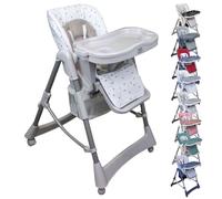 Monsieur Bébé - Chaise haute enfant pliable, réglable hauteur, dossier et tablette - Plusieurs coloris