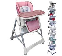 Chaise haute bébé pliable - rose