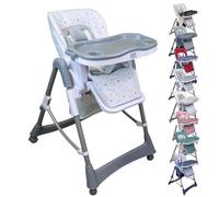 Monsieur Bébé - Chaise haute enfant pliable, réglable hauteur, dossier et tablette - Plusieurs coloris