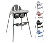 Chaise haute bébé, enfant, réglable hauteur et tablette - Délice Gris