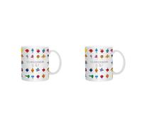 Monsieur Madame MM3107 Mug thermoréactif Quel es-tu, 320ml, Blanc Noir et Multicolore, Céramique, 12 x 8,3 x 9,7 cm (Lot de 2)