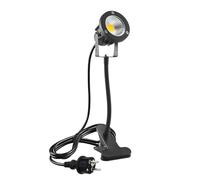Monsing Projecteur LED 7 W avec tuyau en métal et clip de 2 m de câble avec prise - Éclairage de jardin LED - Projecteur de jardin - Projecteur de pelouse - Étanche IP65 - Pour extérieur, cour