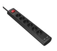 Rallonge Multiprise Parafoudre Parasurtenseur 6 Prises AC avec 2 Ports USB-A Noir