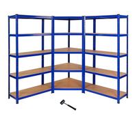 Monster Racking - 1 Rayonnage d'Angle T-Rax Bleu et 2 Rayonnages T-Rax Bleus en Acier Sans Boulons 90cm x 45cmx 180cm