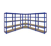 Monster Racking T-Rax : étagère d'angle de 90 cm et 4 étagères de garage T-Rax de 90 cm ; étagère en acier pour atelier, cave, usage industriel, entrepôt ou présentation de marchandises 100 % sans vis