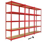 Monster Racking - 3 Rayonnages Z-Rax en Acier Sans Boulons Rouges 90cm x 183cm x 45cm