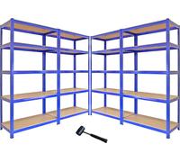 Offre spéciale Monster Racking : lot de 4 rayonnages T-Rax – Rayonnage haute capacité, pour garage, en acier, industriel, d'atelier, à emboîter, 90 cm x 45 cm x 180 cm 100 % sans vis + marteau en caou