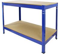 Monster Racking Q-Rax : établi d'atelier, table de travail, étagère d'atelier, étagère de garage, étagère de stockage, couleur bleue, 120 cm x 60 cm x 90 cm, établis en acier, table à outils, magasin