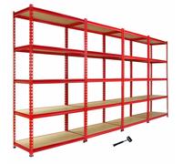 Offre spéciale Monster Racking : 1 étagère d'angle Z-Rax rouge et 4 étagères Z-Rax rouges pour charges lourdes. Étagère de garage, d'atelier, en acier, industrielle, de cave, à emboîter, sans vis. Lot