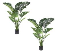 Monstera Deliciosa artificielle - Lot de 2 - 120 cm - Feuilles vertes - Plante en pot - Plante d'intérieur - Décoration intérieure
