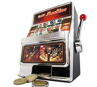 MonsterCadeaux - Machine Slot - Tirelire - Machine à sous - Bandit Manchot - Automate de Jeu avec Sons et lumières - Idée Cadeau d'anniversaire ou de Noël - Hauteur : env. 19 cm
