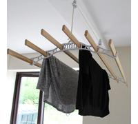 MonsterShop - Séchoir à linge de 1,5 m, peu encombrant, à 6 barres en bois, séchoir à linge de style victorien - Blanc