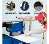 Coupe-carreaux avec table | Moteur 1400 W, longueur de coupe 1200 mm, coupe en angle de 0 à 45° | Portable et très robuste | Pour les bricoleurs et les professionnels [Avec guide de coupe laser et dis