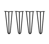MonsterShop 4 Pieds de Table en Épingle à Cheveux 3 Tiges en Acier Noir 35,5cm Épaisseur 12mm