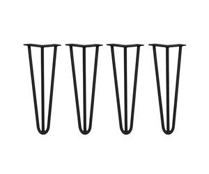 MonsterShop 4 Pieds de Table en Épingle à Cheveux 3 Tiges en Acier Noir 35,5cm Épaisseur 12mm