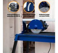 Coupe-carreaux avec table | Moteur 800 W, longueur de coupe 720 mm, coupe en angle de 0 à 45° | Portable et très robuste | Pour les bricoleurs et les professionnels [Avec guide de coupe laser et disqu