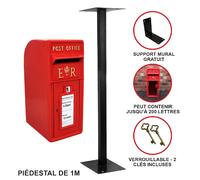 Monstershop Boîte aux Lettres La Poste avec Support - Rouge