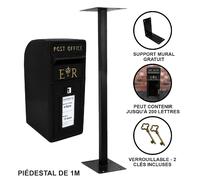 Monstershop Boîte aux Lettres Mariage avec Support - Noire