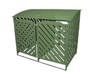 MonsterShop Cache-Poubelle à Deux Places en Vert à Portes Verrouillables Abris de Jardin pour Entreposage 2 Bacs Standard de 240 litres - 122 cm x 149 cm x 92 cm
