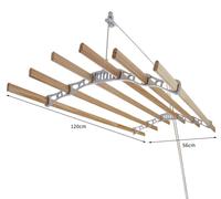 MonsterShop 1,2 m - Séchoir à linge de style victorien, peu encombrant, en bois, à 6 lattes, pour le plafond - Blanc